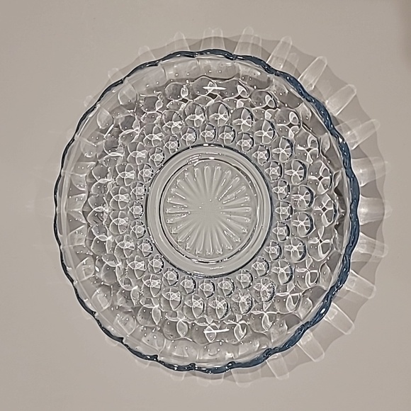 Anchor Hocking Vintage Circa 60s Blue Tint Glass Dessert Plate Set of 4 - Picture 4 of 6